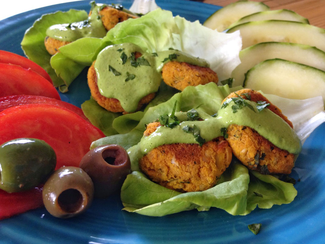 Carrot Garbanzo Falafel Lettuce Wraps